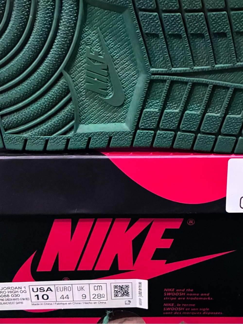 Jordan 1 Retro High OG Pine Green 2.0 Size 10 Pre-Owned/Used OG ALL 100%AUTHENTI - Picture 8 of 9